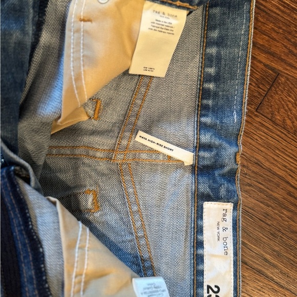 rag & bone Maya Blue Jean Shorts Zipper High-Waisted Frayed Hem Size 23 XS - Picture 7 of 10